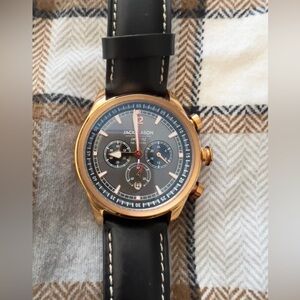 Jack Mason GRAY NAUTICAL CHRONOGRAPH ROSE GOLD WATCH 42MM | BLACK LEATHER